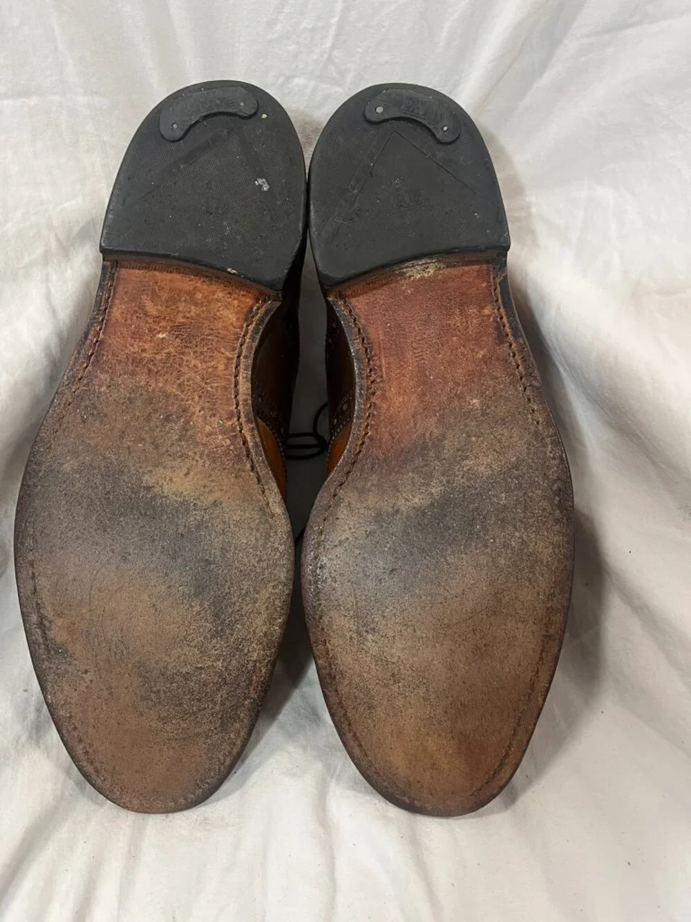 Allen Edmonds Shelton Two Tone Brown Leather Saddle Oxford Dress Shoes Mens 12 E